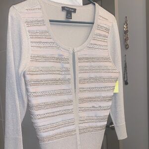White House Black Market Sparkling White Cardigan